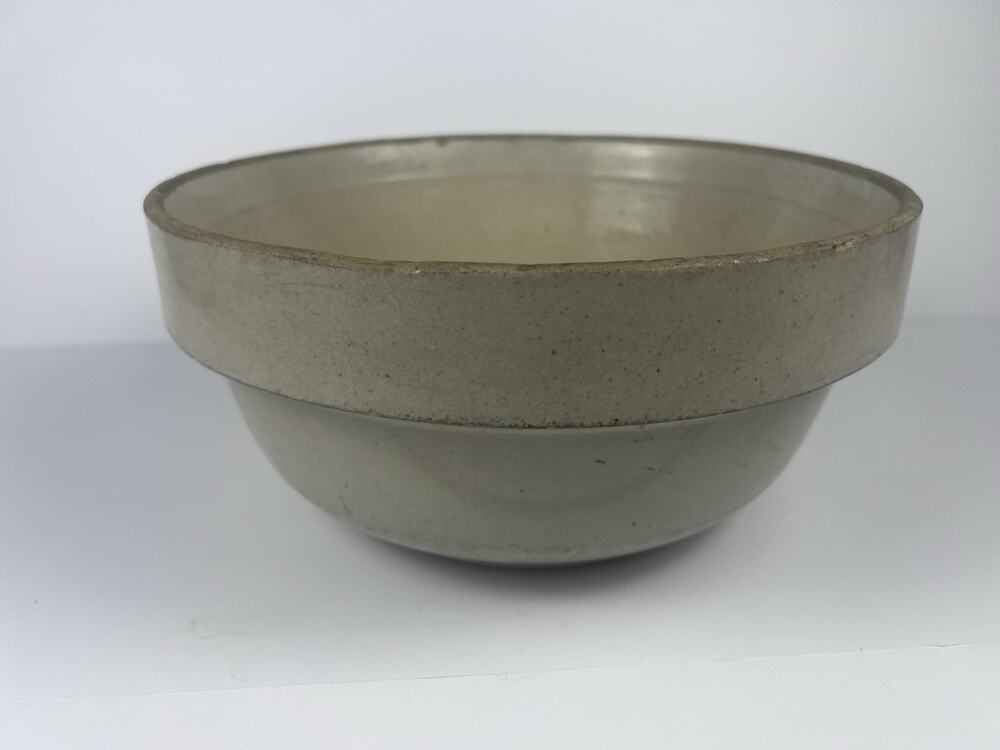 Antique Stoneware Bowl Large 10 1/2” Diameter Dough Bowl Mixing Crock Pot